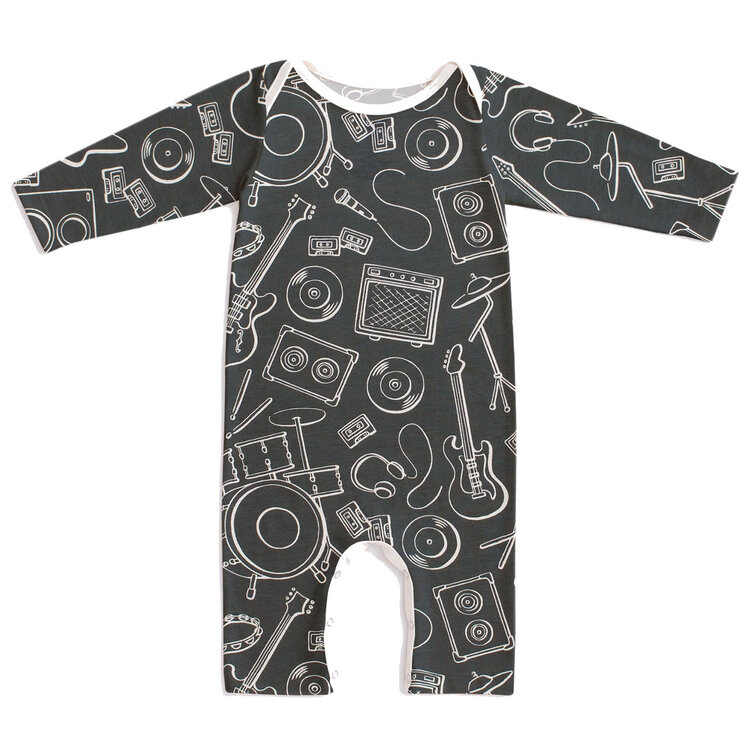 Winter Water Factory Rock Band Charcoal Romper