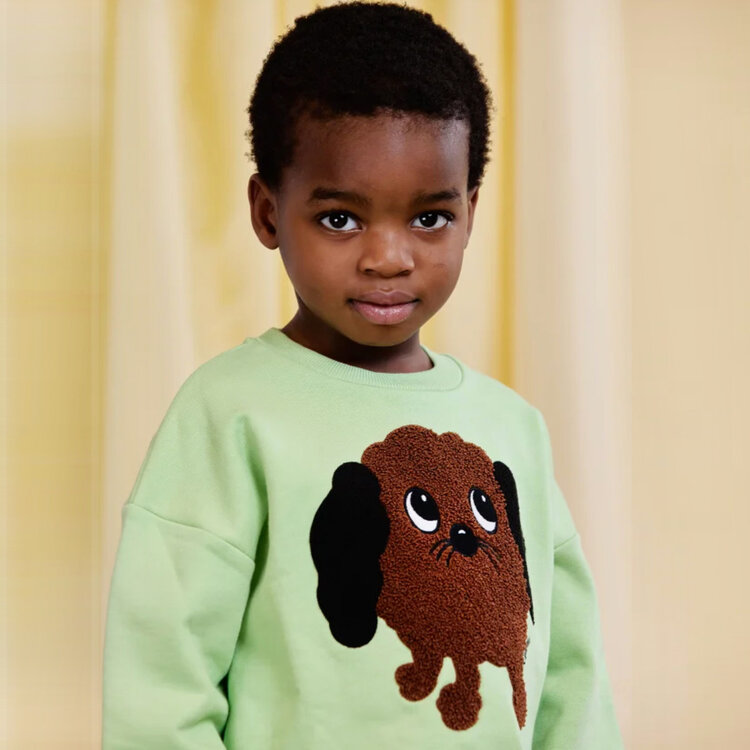 Mini Rodini Doggie Chenille Sweatshirt Green