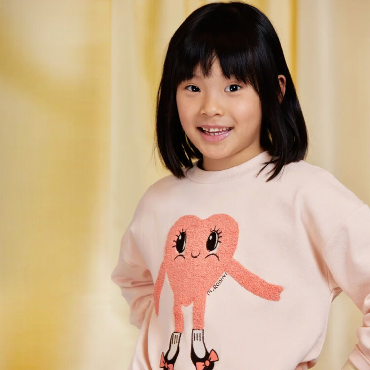 Mini Rodini Heart In Shoes Chenille Sweatshirt Pink
