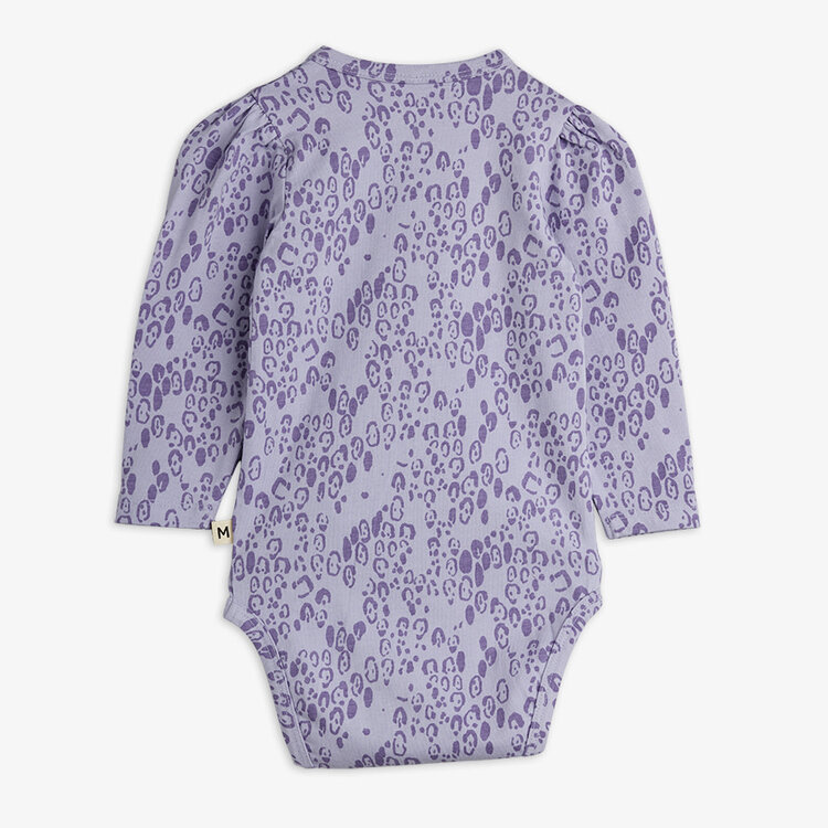 Mini Rodini Mini Leopard Puff Sleeve Onesie Purple