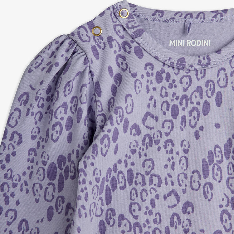Mini Rodini Mini Leopard Puff Sleeve Onesie Purple