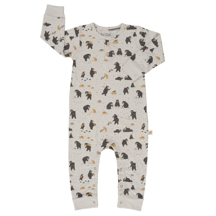 Red Caribou Bear Land Buttons Jumpsuit Lunar Rock