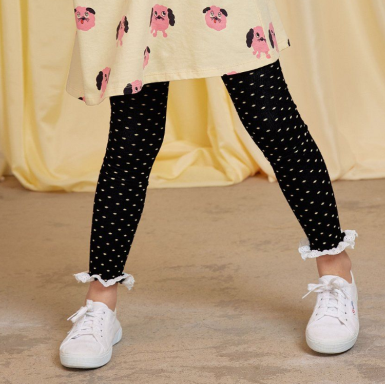 Mini Rodini Polka Dot Lace Edge Leggings