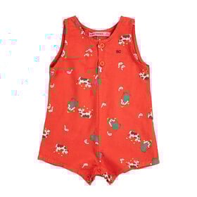 Bobo Choses Farm Adventure Baby Red Playsuit AOP