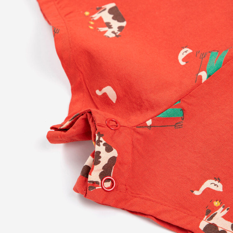 Bobo Choses Farm Adventure Baby Red Playsuit AOP