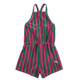 Bobo Choses Striped Terry Cloth Purple Playsuit