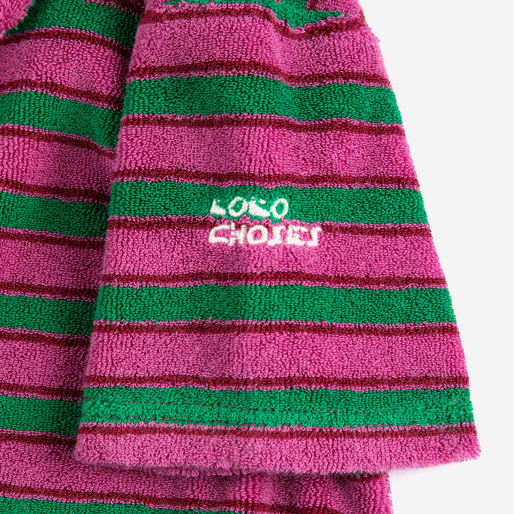 Bobo Choses Striped Terry Cloth Purple Polo Dress