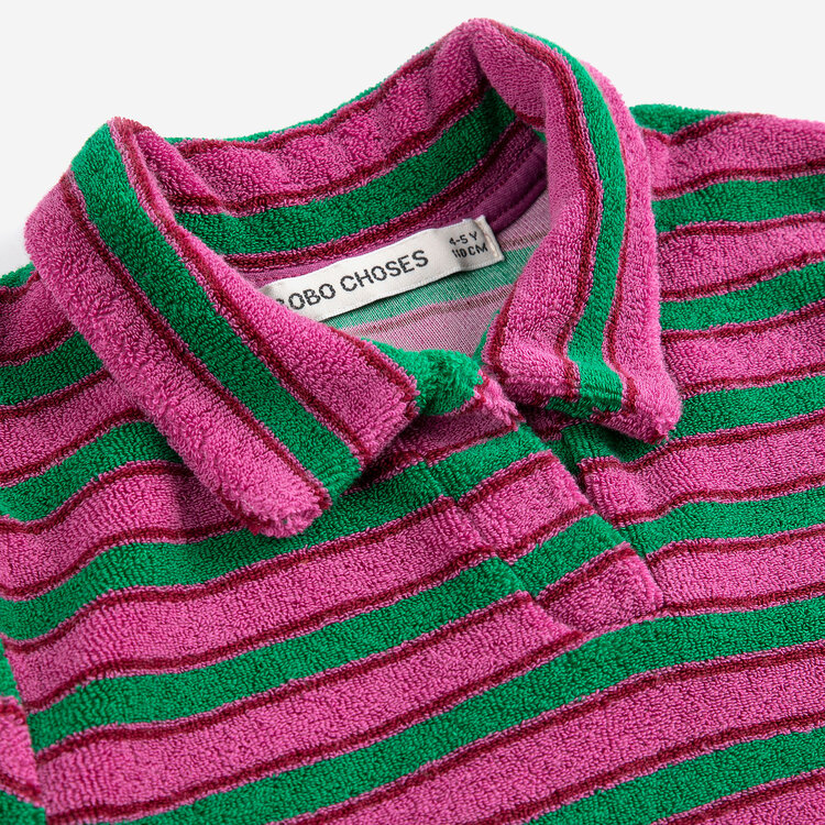 Bobo Choses Striped Terry Cloth Purple Polo Dress