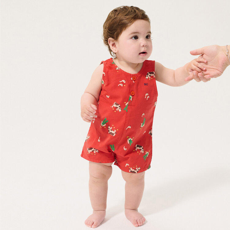 Bobo Choses Farm Adventure Baby Red Playsuit AOP