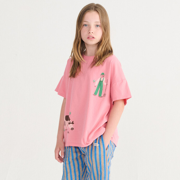 Bobo Choses Farm Adventure Kids Pink Tee
