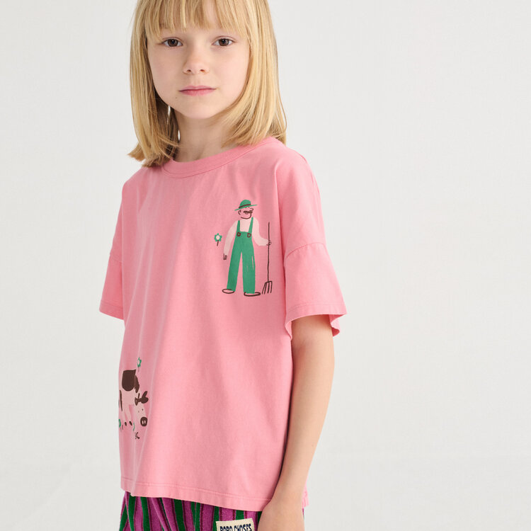 Bobo Choses Farm Adventure Kids Pink Tee