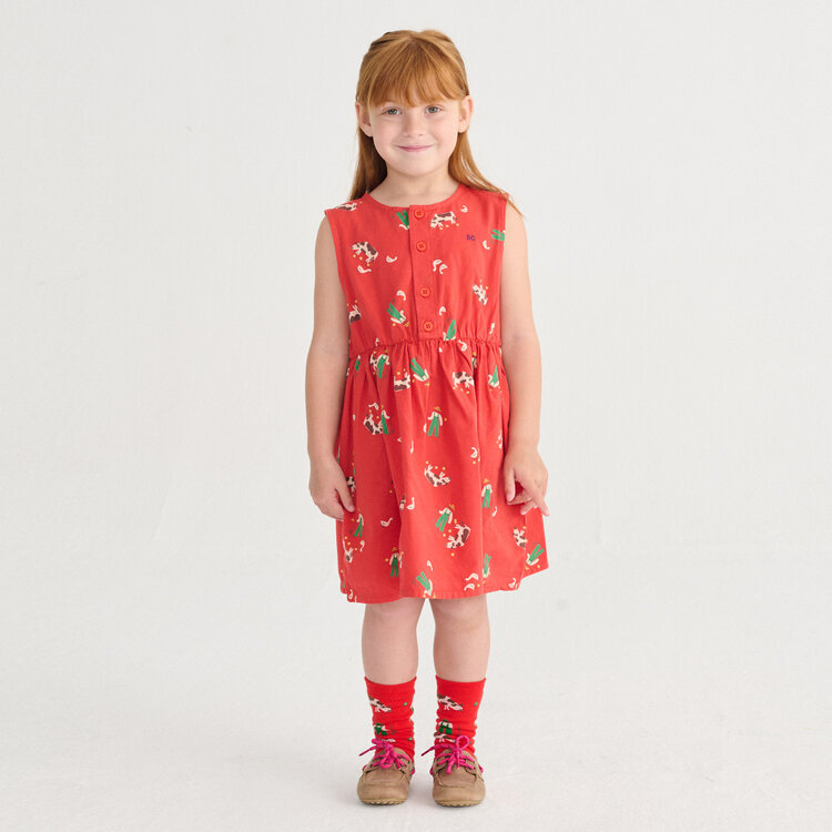 Bobo Choses Farm Adventure Red Woven Dress AOP