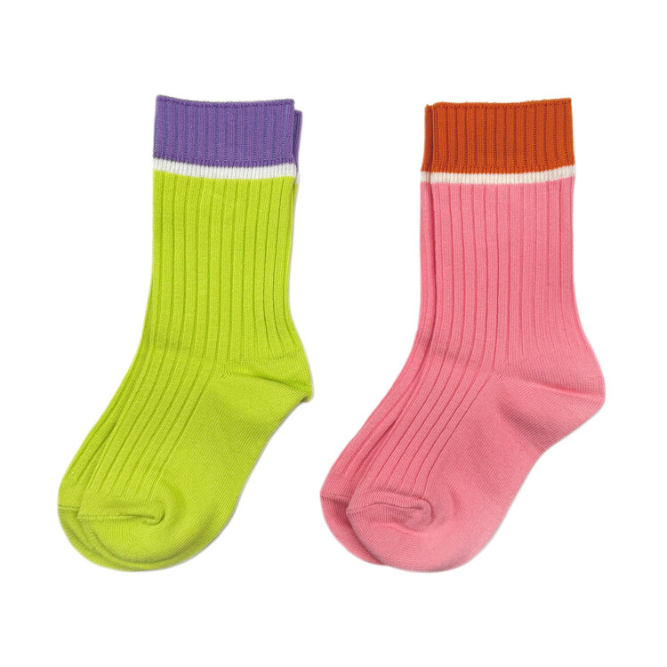 Kizzu Club Pink Duo Tone Colors Socks 2/pk