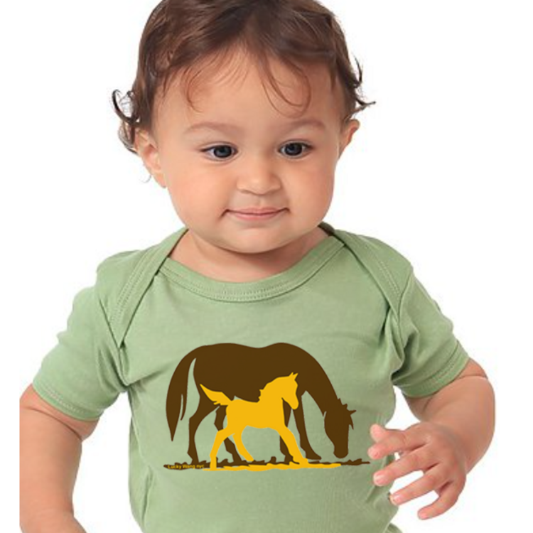 Lucky Wang Horses Infant Organic Tee Avocado