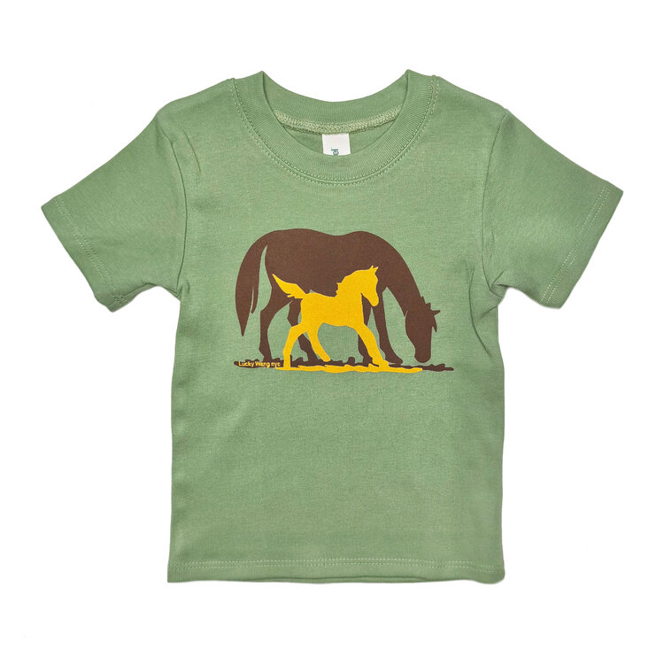 Lucky Wang Horses Infant Organic Tee Avocado