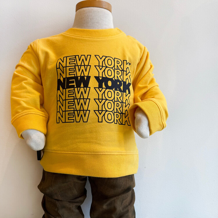 Baby Gift Set: NEW YORK Tile Sweatshirt Taxi Yellow 6-12m, Pretzel Rattle, New York Is...