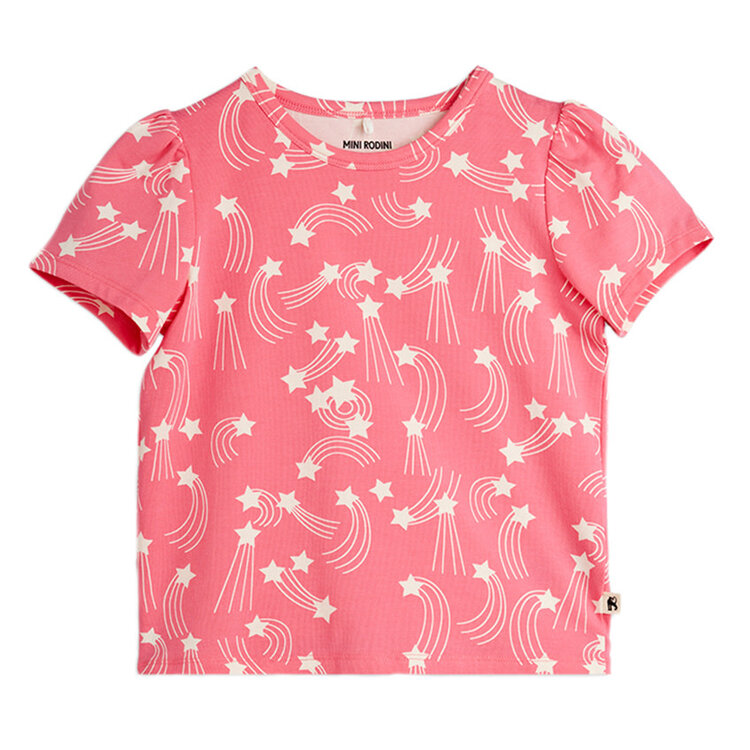 Mini Rodini Starfall Pink Kids Puff Sleeve  Tee