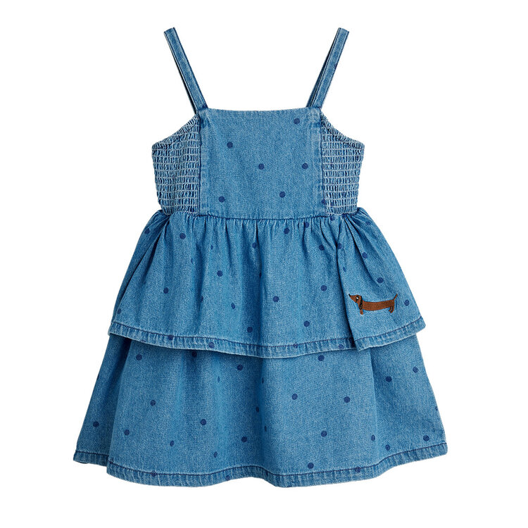 Mini Rodini Denim Dots Strap Dress AOP Blue
