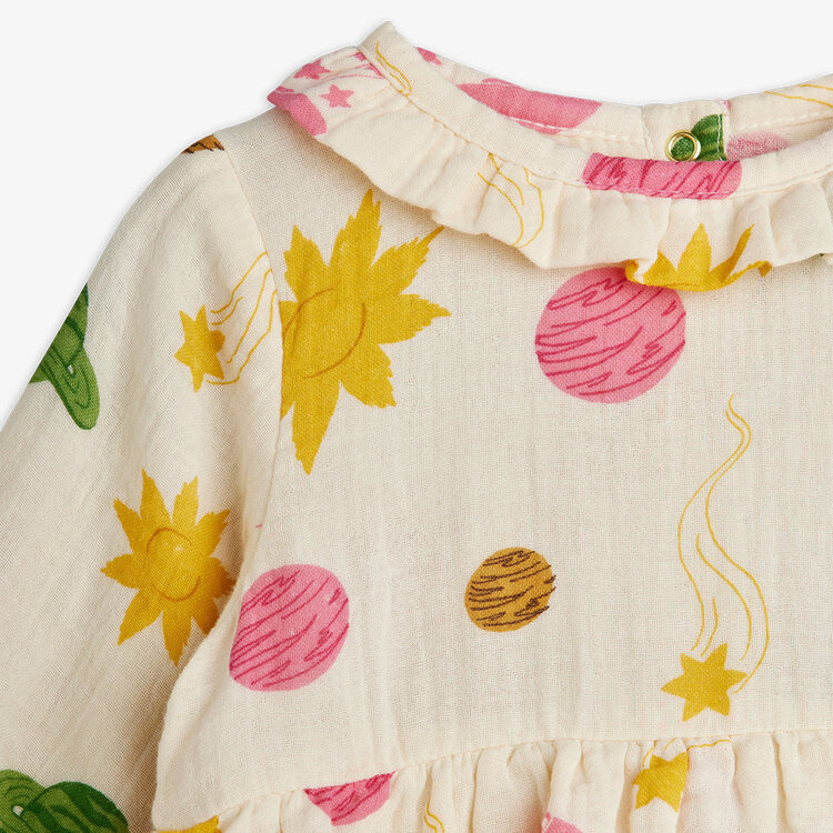 Mini Rodini Space Muslin Infant Dress Off-White