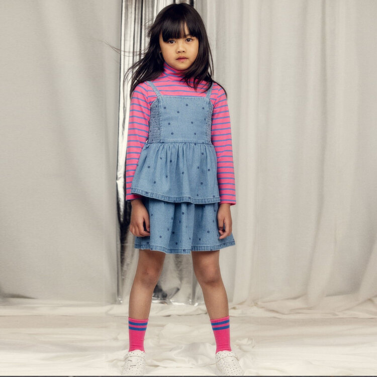 Mini Rodini Denim Dots Strap Dress AOP Blue