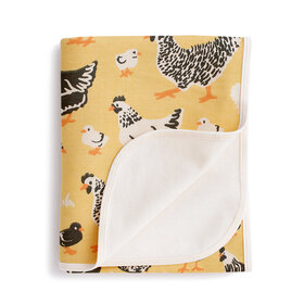 Winter Water Factory Chicken Family Yellow French Terry Blanket