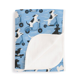 Winter Water Factory Dogs on Scooters Blue French Terry Blanket