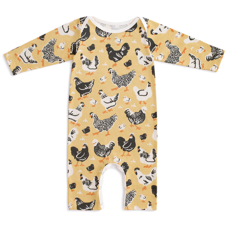 Winter Water Factory Chicken Family Yellow L/S Jumpsuit
