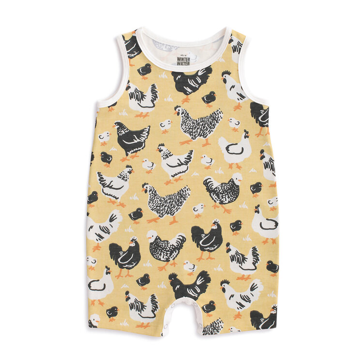 Winter Water Factory Chicken Family Yellow Tank Jumpsuit