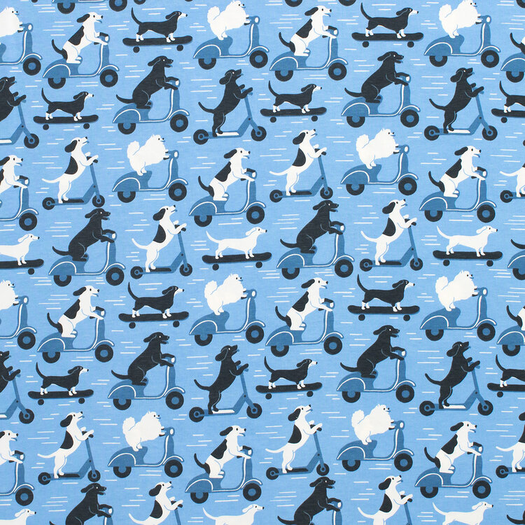 Winter Water Factory Dogs on Scooters Blue Romper