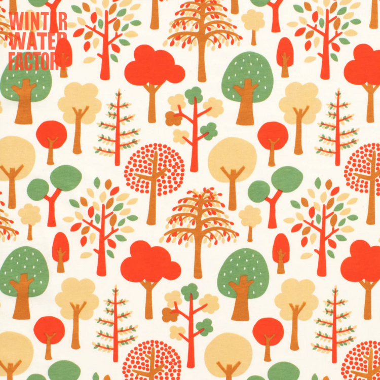 Winter Water Factory Trees Geen & Orange French Terry Blanket