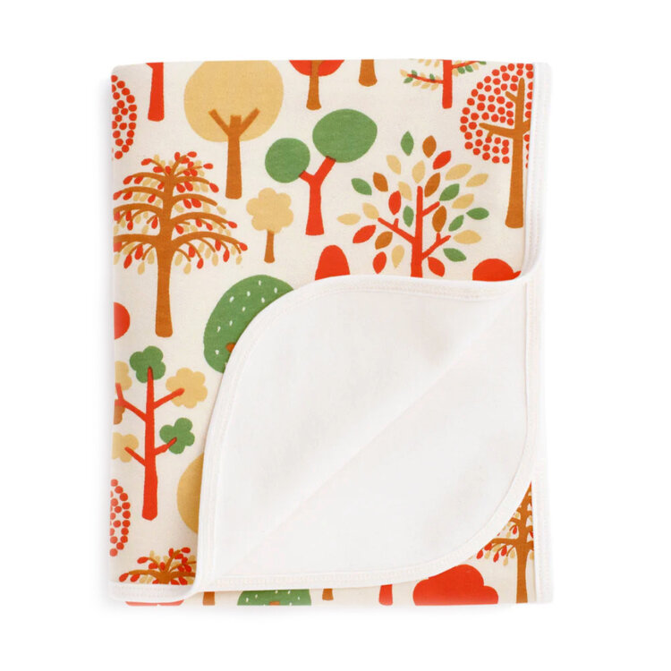 Winter Water Factory Trees Geen & Orange French Terry Blanket