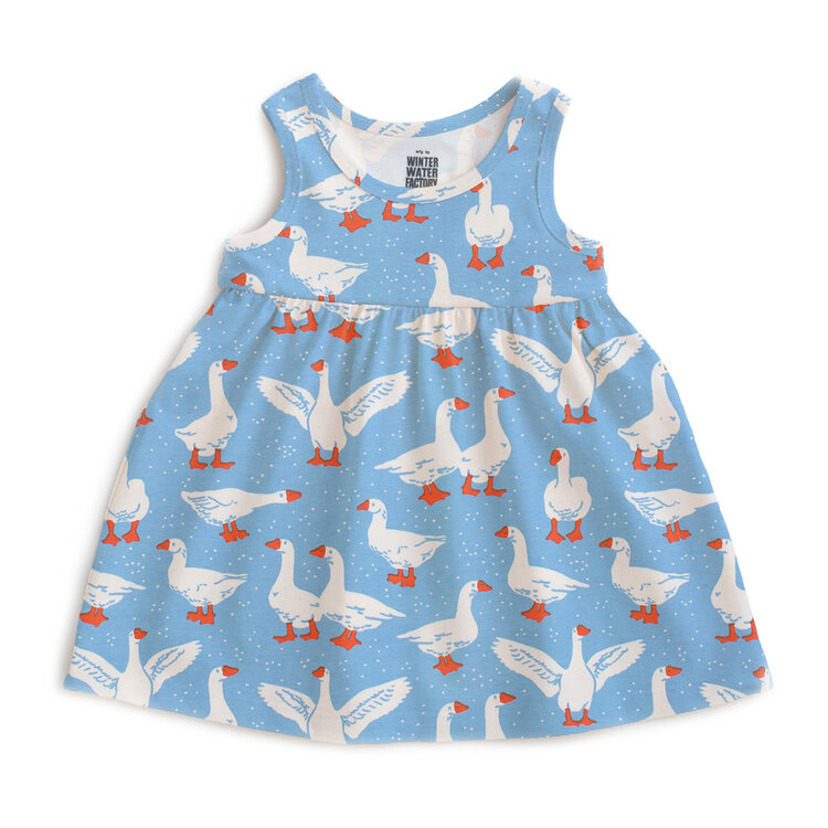 Winter Water Factory Silly Geese Blue Alna Baby Dress