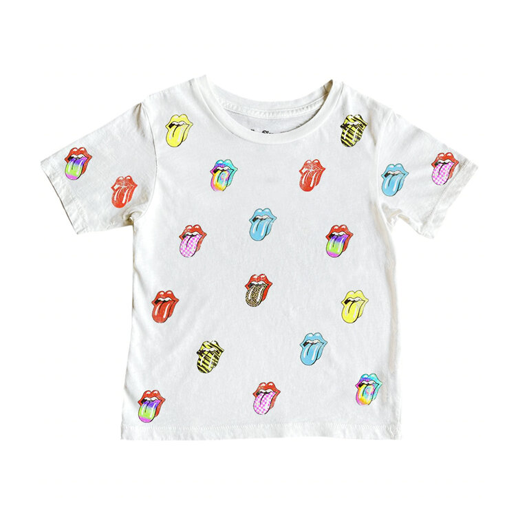 Rowdy Sprout Rolling Stones Allover Printed Tee Infant