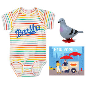 Baby Gift Set: Brooklyn Onesie 6m, New York Is..., Pigeon Wind-Up Toy