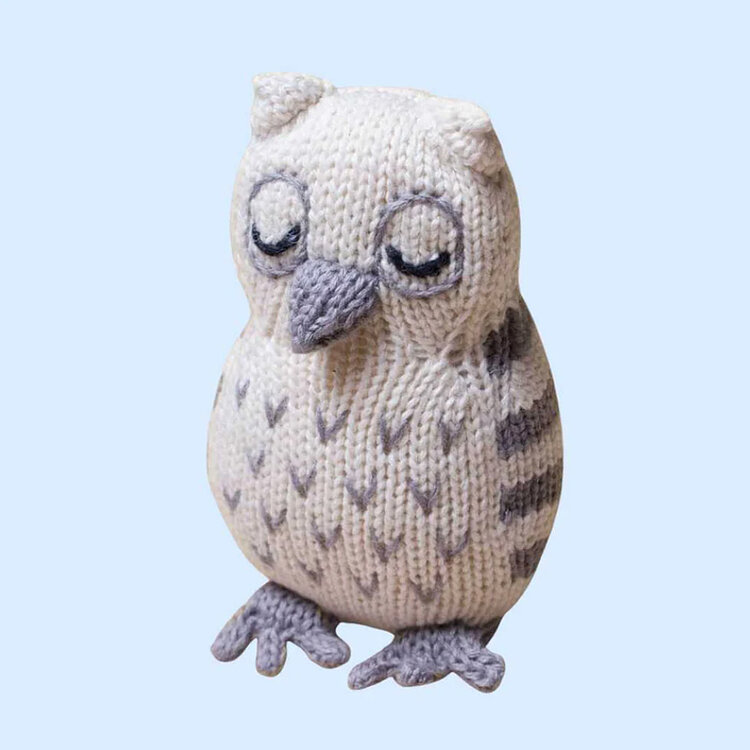 Baby Gift Set: Owl Organic Onesie 6m, Owl Organic Rattle