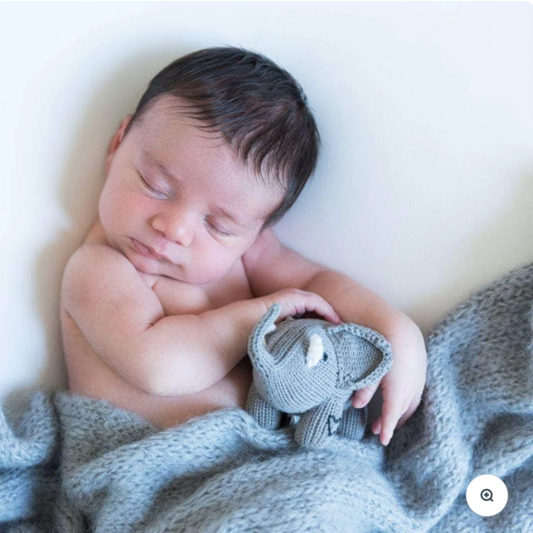 Baby Gift Set: Elephant Organic Onesie 6m, Elephant Organic Rattle