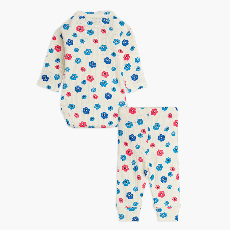 Mini Rodini Flowers Pointelle Baby Set