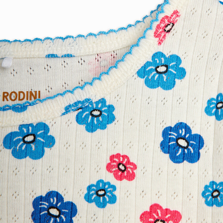 Mini Rodini Flowers Pointelle Tee AOP