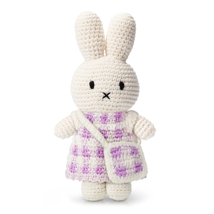Just Dutch US Miffy Lilac Pastel Gingham Dress With Bag