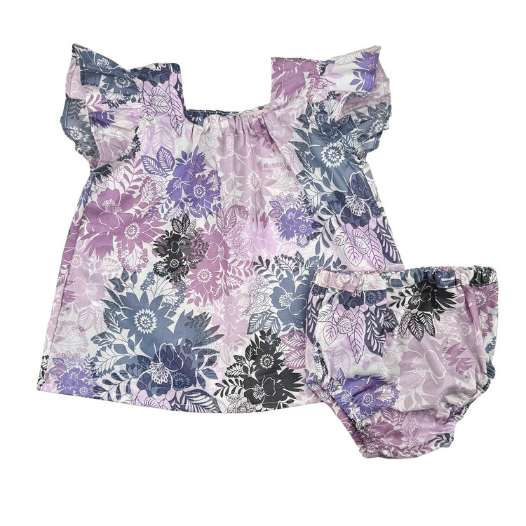 Baby Gift Set: Lavender Fantasy Floral Dress Set 6m, Miffy Lilac Pastel Gingham Dress With Bag