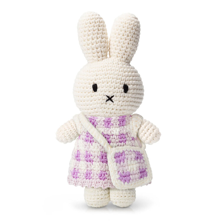 Baby Gift Set: Lavender Fantasy Floral Dress Set 6m, Miffy Lilac Pastel Gingham Dress With Bag