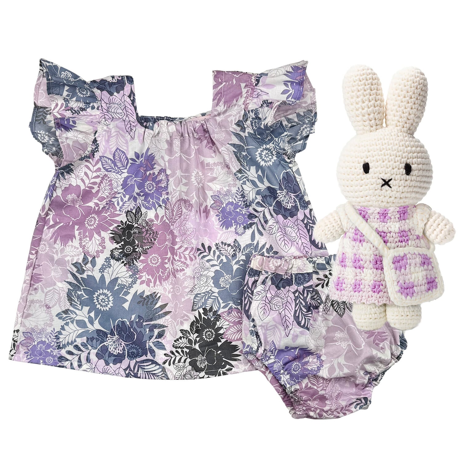 N♡a Baby Gift Set: Lavender Fantasy Floral Dress Set 6m, Miffy Lilac