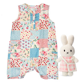 Baby Gift Set: Cottage Floral Chx Jumpsuit 6m, Miffy Pink Pastel Gingham Dress With Bag