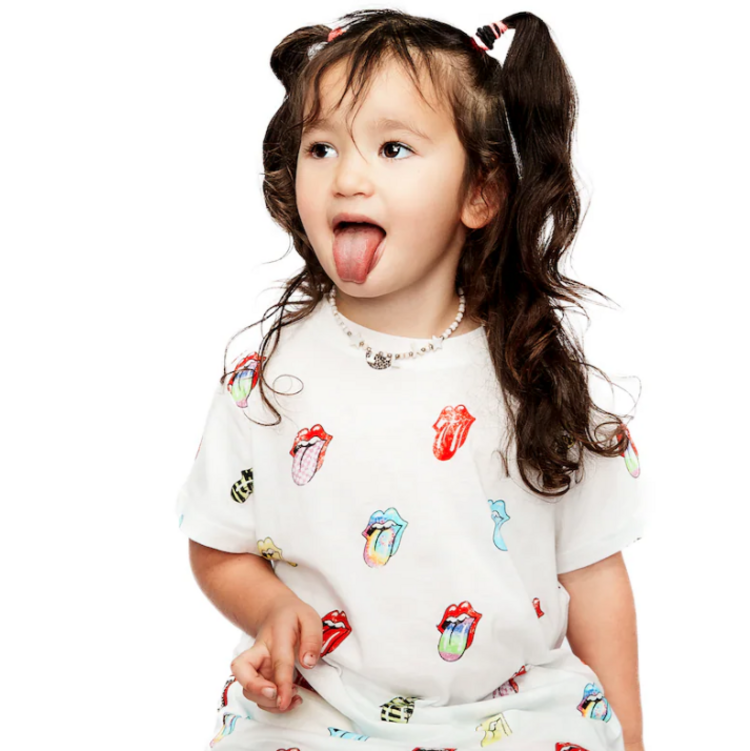 Rowdy Sprout Rolling Stones Allover Printed Tee Infant