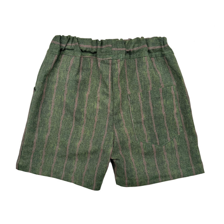 Lucky Wang Green Khaki Stripe Shorts