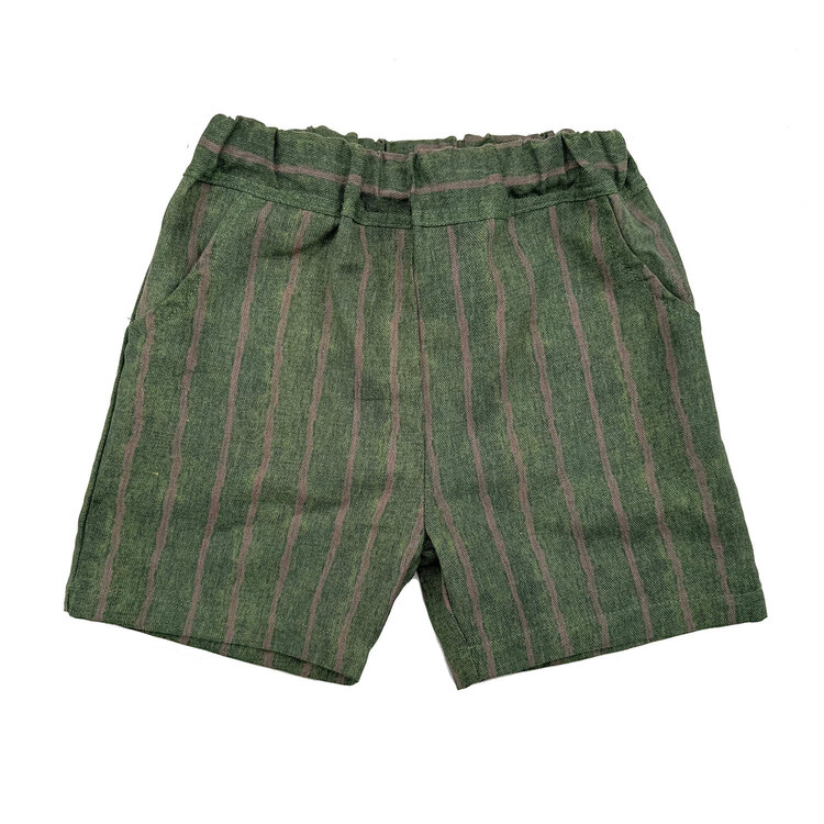 Lucky Wang Green Khaki Stripe Shorts