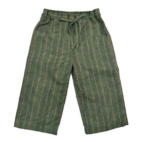 Lucky Wang Green Khaki Stripe Drawstring Pants