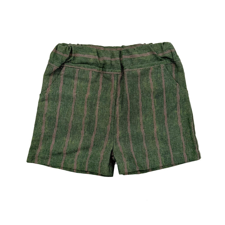 Lucky Wang Green Khaki Stripe Infant Shorts