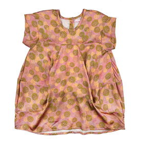 Lucky Wang Green Gold Floral Dots Sakku Dress
