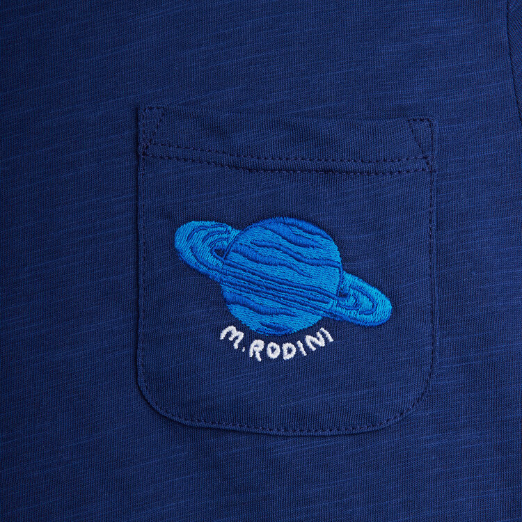Mini Rodini Planet Tee Blue Emb
